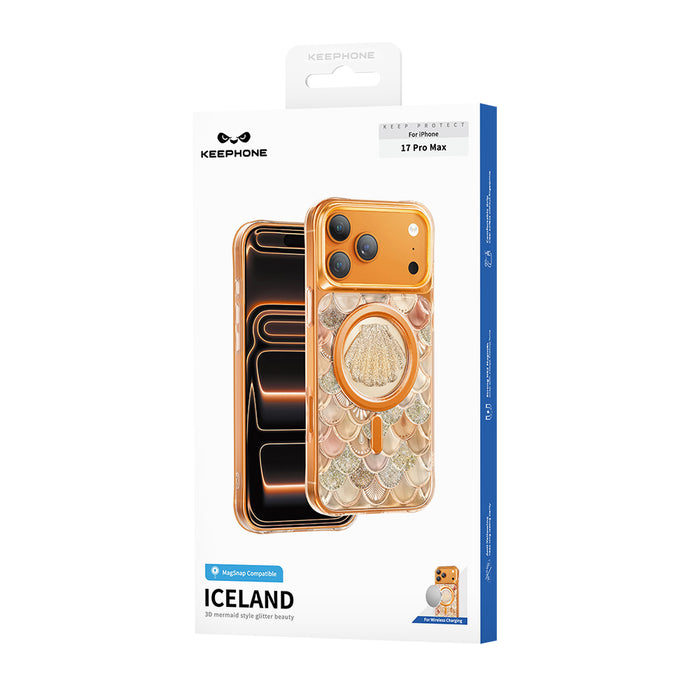 Keephone Iceland Premium Sparkling Glitter Case with 3D Diamond Shell Design | MagSafe Compatible | iPhone 17 Series (ICELAND)