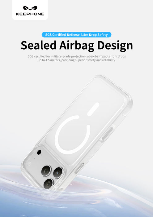 Keephone Monica Airbag Matte Case | 4.5M SGS-Certified Drop Protection, MagSafe Compatible, Anti-Smudge, 4-Corner Cushion | iPhone 17 Series (MONICA AIRBAG)