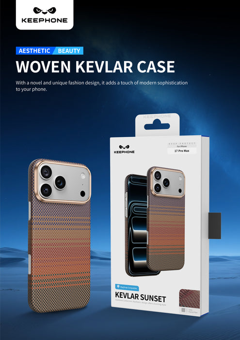 Keephone Seanova Genuine Kevlar Case with Modern Aesthetic | 1500D Aramid Fiber & MagSafe Compatible | iPhone 17 Series (SEANOVA)