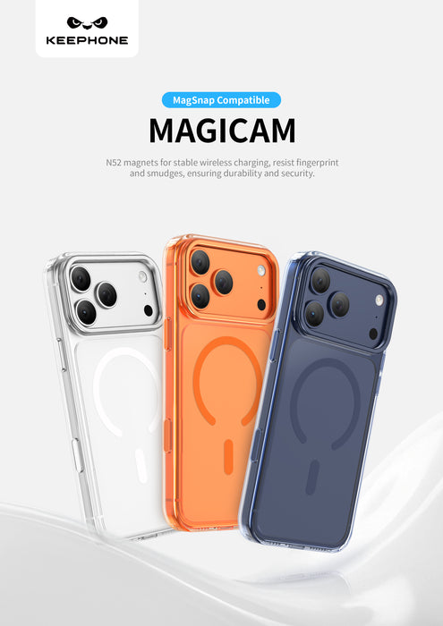 Keephone MagiCam Foldable Kickstand & Selfie Stick Case | Anti-Yellowing, MagSafe Compatible | iPhone 17 Series (MAGICAM)