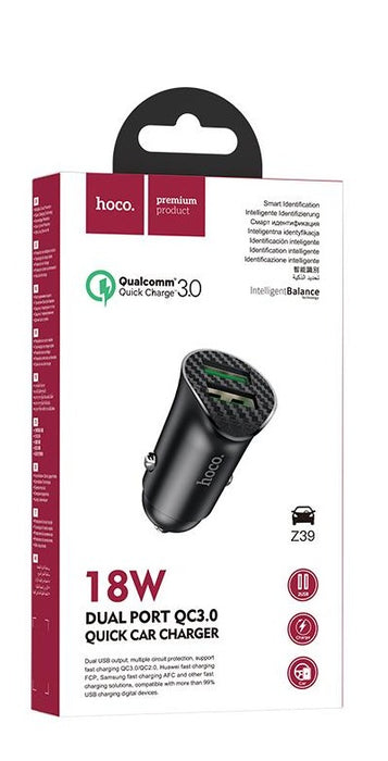 18W Dual USB Fast Car Charger (QC 3.0)