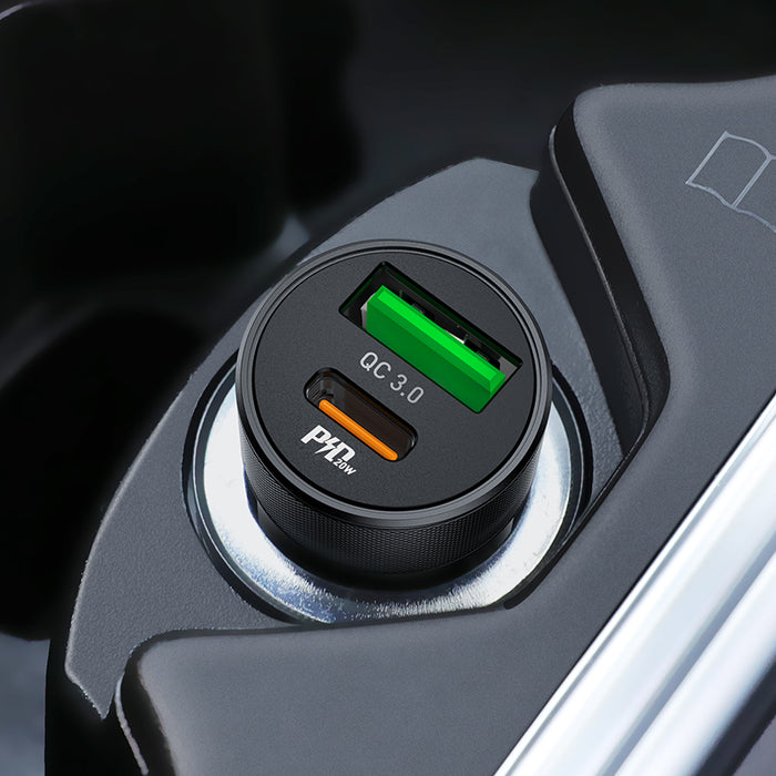 20W USB-C & USB-A Dual Super Fast Car Charger (PD 20W + QC 3.0)