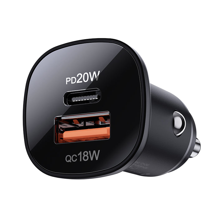 38W USB-C & USB-A Dual Super Fast Car Charger (PD 20W + QC 3.0)