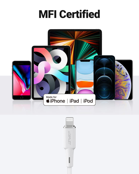 Apple MFI Certified Soft Silicone USB-C to Lightning Cable