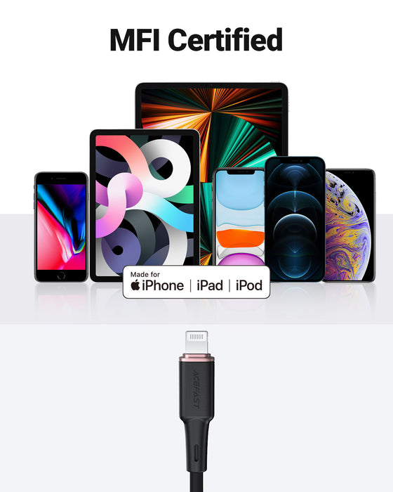 Apple MFI Certified Soft Silicone USB-C to Lightning Cable